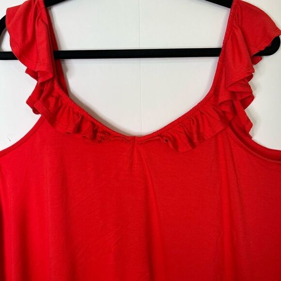 TORRID Super Soft Knits Women's Tank Top Plus Size 1 Orangeish-/Red Ruffle Neck - Picture 9 of 13